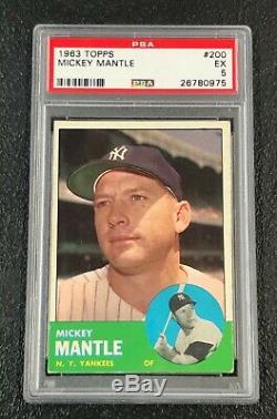 New York Yankees Mickey Mantle 1963 Topps #200 PSA 5 Ex