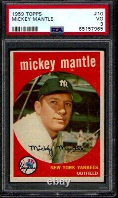 PSA 3 1959 Topps # 10 Mickey Mantle New York Yankees HOF
