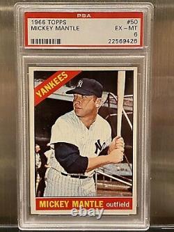 PSA 6 1966 TOPPS MICKEY MANTLE Flawless Slab New York Yankees HOF Rare Vintage