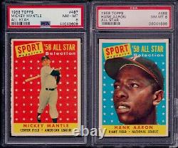 PSA 8 1958 Topps #487 Mickey Mantle New York Yankees All-Star A+++ PRINT QUALITY