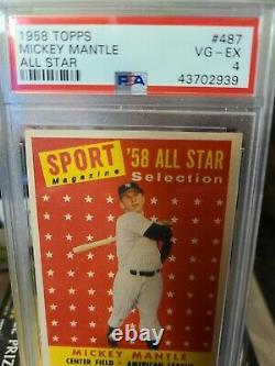 Psa mickey mantle 1958 Topps All Star VG-EX #487 New York Yankees