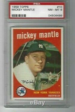 Topps LOT of 2 PSA8 Mickey Mantle cards! 1959 + 1968 Topps NQ