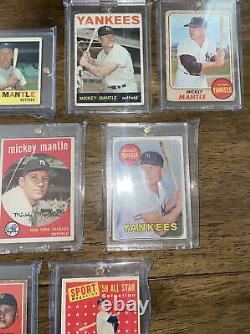 VINTAGE MICKEY MANTLE LOT! 14 Total Cards! 10 Are In Gradeable Condition! LQQK