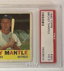 Vintage Mickey 7 Mantle 1960 Topps 350 PSA 3 VG Very Good MLB Card Yankees