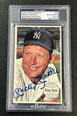 Yankees Mickey Mantle 1964 Topps Giants #25 Autograph Auto Signed On Card PSA